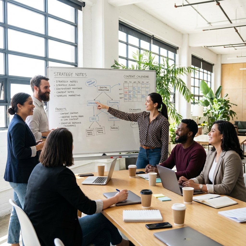 NaviGo Tech Solutions team working on strategies